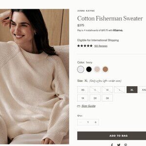 Jenni Kayne - Cotton Fisherman Sweater - Ivory Size L